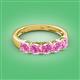 2 - Wendy 2.20 ctw (4.00 mm) Cushion Shape Lab Created Pink Sapphire Side Gallery 5 Stone Wedding Band 