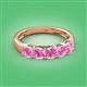 2 - Wendy 2.20 ctw (4.00 mm) Cushion Shape Lab Created Pink Sapphire Side Gallery 5 Stone Wedding Band 