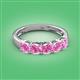 2 - Wendy 2.20 ctw (4.00 mm) Cushion Shape Lab Created Pink Sapphire Side Gallery 5 Stone Wedding Band 