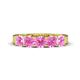 1 - Wendy 2.20 ctw (4.00 mm) Cushion Shape Lab Created Pink Sapphire Side Gallery 5 Stone Wedding Band 