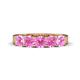 1 - Wendy 2.20 ctw (4.00 mm) Cushion Shape Lab Created Pink Sapphire Side Gallery 5 Stone Wedding Band 