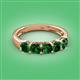 2 - Wendy 1.50 ctw (4.00 mm) Cushion Shape Lab Created Emerald Side Gallery 5 Stone Wedding Band 