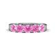 1 - Wendy 2.20 ctw (4.00 mm) Cushion Shape Lab Created Pink Sapphire Side Gallery 5 Stone Wedding Band 