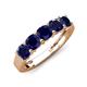 3 - Wendy 2.20 ctw (4.00 mm) Cushion Shape Lab Created Blue Sapphire Side Gallery 5 Stone Wedding Band 