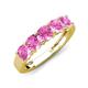 3 - Wendy 2.20 ctw (4.00 mm) Cushion Shape Lab Created Pink Sapphire Side Gallery 5 Stone Wedding Band 