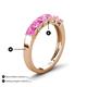 4 - Wendy 2.20 ctw (4.00 mm) Cushion Shape Lab Created Pink Sapphire Side Gallery 5 Stone Wedding Band 