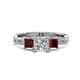 1 - Michele 1.56 ctw (5.50 mm) 3 Stone Princess Cut Lab Grown Diamond and Red Garnet Twisted Vine Engagement Ring 