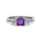 1 - Michele 1.60 ctw (5.50 mm) 3 Stone Princess Cut Amethyst and Lab Grown Diamond Twisted Vine Engagement Ring 