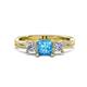 1 - Michele 1.98 ctw (5.50 mm) 3 Stone Princess Cut Blue Topaz and Lab Grown Diamond Twisted Vine Engagement Ring 