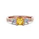 1 - Michele 1.60 ctw (5.50 mm) 3 Stone Princess Cut Citrine and Lab Grown Diamond Twisted Vine Engagement Ring 