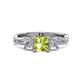 1 - Michele 1.85 ctw (5.50 mm) 3 Stone Princess Cut Peridot and Lab Grown Diamond Twisted Vine Engagement Ring 