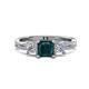 1 - Michele 1.98 ctw (5.50 mm) 3 Stone Princess Cut London Blue Topaz and Lab Grown Diamond Twisted Vine Engagement Ring 