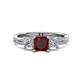 1 - Michele 1.95 ctw (5.50 mm) 3 Stone Princess Cut Red Garnet and Lab Grown Diamond Twisted Vine Engagement Ring 