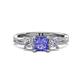 1 - Michele 1.70 ctw (5.50 mm) 3 Stone Princess Cut Tanzanite and Lab Grown Diamond Twisted Vine Engagement Ring 