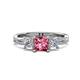 1 - Michele 1.70 ctw (5.50 mm) 3 Stone Princess Cut Pink Tourmaline and Lab Grown Diamond Twisted Vine Engagement Ring 