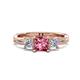 1 - Michele 1.70 ctw (5.50 mm) 3 Stone Princess Cut Pink Tourmaline and Lab Grown Diamond Twisted Vine Engagement Ring 