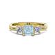 3 - Michele 1.60 ctw (5.50 mm) 3 Stone Princess Cut Aquamarine and Lab Grown Diamond Twisted Vine Engagement Ring 