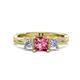 3 - Michele 1.70 ctw (5.50 mm) 3 Stone Princess Cut Pink Tourmaline and Lab Grown Diamond Twisted Vine Engagement Ring 