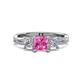 1 - Michele 1.45 ctw (5.50 mm) 3 Stone Princess Cut Pink Sapphire and Lab Grown Diamond Twisted Vine Engagement Ring 