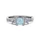 1 - Michele 1.60 ctw (5.50 mm) 3 Stone Princess Cut Aquamarine and Natural Diamond Twisted Vine Engagement Ring 