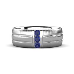 LeBron Round Iolite with Brushed and Polished Finish Three Stone Mens Wedding Band Round Iolite ctw with Brushed and Polished Finish set in a Channel setting Three Stone Mens Wedding Band Sterling Silver