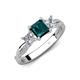 4 - Michele 1.98 ctw (5.50 mm) 3 Stone Princess Cut London Blue Topaz and Lab Grown Diamond Twisted Vine Engagement Ring 