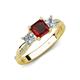 4 - Michele 1.95 ctw (5.50 mm) 3 Stone Princess Cut Red Garnet and Lab Grown Diamond Twisted Vine Engagement Ring 
