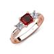 4 - Michele 1.95 ctw (5.50 mm) 3 Stone Princess Cut Red Garnet and Lab Grown Diamond Twisted Vine Engagement Ring 