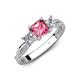 4 - Michele 1.70 ctw (5.50 mm) 3 Stone Princess Cut Pink Tourmaline and Lab Grown Diamond Twisted Vine Engagement Ring 
