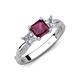 4 - Michele 1.85 ctw (5.50 mm) 3 Stone Princess Cut Rhodolite Garnet and Lab Grown Diamond Twisted Vine Engagement Ring 