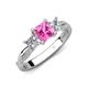 4 - Michele 1.45 ctw (5.50 mm) 3 Stone Princess Cut Pink Sapphire and Lab Grown Diamond Twisted Vine Engagement Ring 