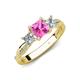 4 - Michele 1.45 ctw (5.50 mm) 3 Stone Princess Cut Pink Sapphire and Lab Grown Diamond Twisted Vine Engagement Ring 