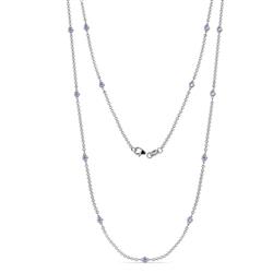Lien 13Stn Tanzanite on Cable Necklace Stone Petite Tanzanite Womens Station Necklace ctw K White Gold