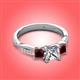 3 - Michele 1.56 ctw (5.50 mm) 3 Stone Princess Cut Lab Grown Diamond and Red Garnet Twisted Vine Engagement Ring 