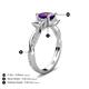 5 - Michele 1.60 ctw (5.50 mm) 3 Stone Princess Cut Amethyst and Lab Grown Diamond Twisted Vine Engagement Ring 
