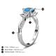 5 - Michele 1.98 ctw (5.50 mm) 3 Stone Princess Cut Blue Topaz and Lab Grown Diamond Twisted Vine Engagement Ring 