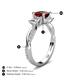 5 - Michele 1.95 ctw (5.50 mm) 3 Stone Princess Cut Red Garnet and Lab Grown Diamond Twisted Vine Engagement Ring 