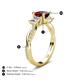 5 - Michele 1.95 ctw (5.50 mm) 3 Stone Princess Cut Red Garnet and Lab Grown Diamond Twisted Vine Engagement Ring 