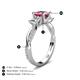 5 - Michele 1.70 ctw (5.50 mm) 3 Stone Princess Cut Pink Tourmaline and Lab Grown Diamond Twisted Vine Engagement Ring 
