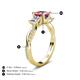 5 - Michele 1.70 ctw (5.50 mm) 3 Stone Princess Cut Pink Tourmaline and Lab Grown Diamond Twisted Vine Engagement Ring 