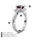 5 - Michele 1.85 ctw (5.50 mm) 3 Stone Princess Cut Rhodolite Garnet and Lab Grown Diamond Twisted Vine Engagement Ring 