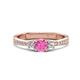 1 - Aniyah 0.74 ctw (5.00 mm) Classic Three Stone Round Pink Sapphire and Natural Diamond Engagement Ring 