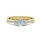 1 - Aniyah 0.61 ctw (5.00 mm) Classic Three Stone Round Aquamarine and Natural Diamond Engagement Ring 