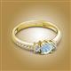 2 - Aniyah 0.61 ctw (5.00 mm) Classic Three Stone Round Aquamarine and Natural Diamond Engagement Ring 