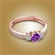 2 - Aniyah 0.61 ctw (5.00 mm) Classic Three Stone Round Amethyst and Natural Diamond Engagement Ring 
