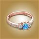 2 - Aniyah 0.71 ctw (5.00 mm) Classic Three Stone Round Blue Topaz and Natural Diamond Engagement Ring 
