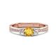 1 - Aniyah 0.61 ctw (5.00 mm) Classic Three Stone Round Citrine and Natural Diamond Engagement Ring 