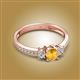 2 - Aniyah 0.61 ctw (5.00 mm) Classic Three Stone Round Citrine and Natural Diamond Engagement Ring 