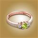 2 - Aniyah 0.71 ctw (5.00 mm) Classic Three Stone Round Peridot and Natural Diamond Engagement Ring 
