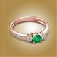 2 - Aniyah 0.61 ctw (5.00 mm) Classic Three Stone Round Emerald and Natural Diamond Engagement Ring 
